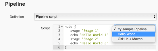 jenkins2 pipeline Hello World