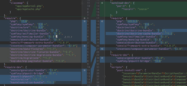 composer.jsonのdiff