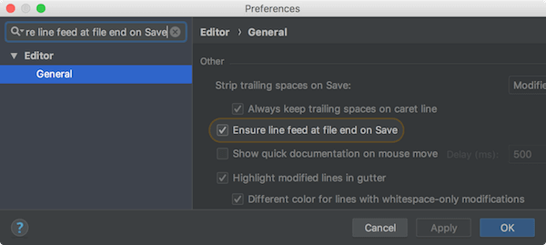 Ensure line feed at file end on Save