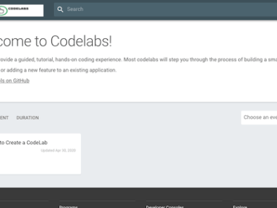 Google Codelabs Landing Page