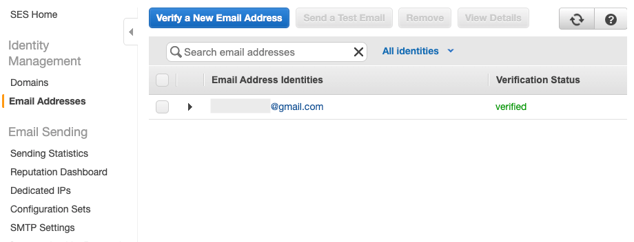 Amazon SES Verify a New Email Address