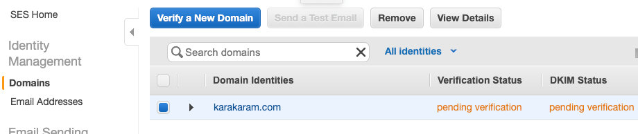 Amazon SES Domain verification