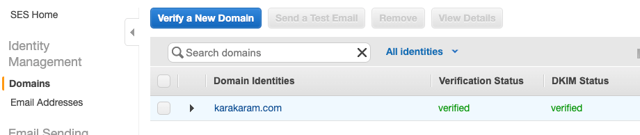 Amazon SES Domain verification