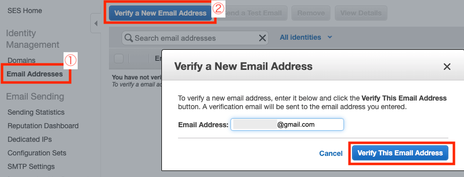 Amazon SES Verify a New Email Address