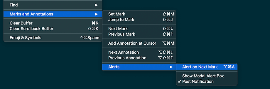 iTerm2 Alert on Next Mark